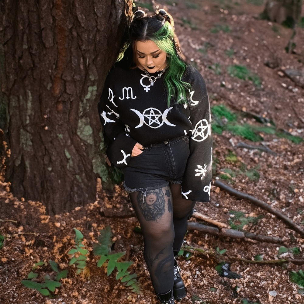 SNAG Brand Witchy Black Oversized Occult Symbol Sweater
